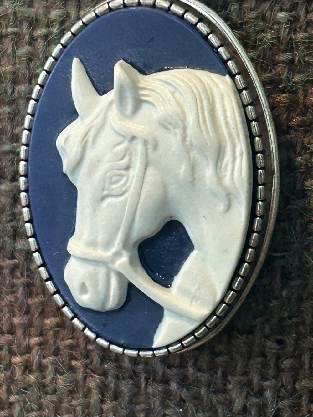Vintage-Style White Horse Cameo Locket Necklace